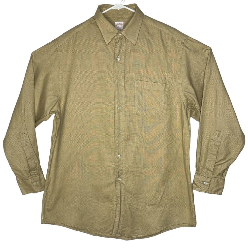 Brooks Brothers Makers Button-Up Shirt Mens Size 16-3 Made in USA Yellow